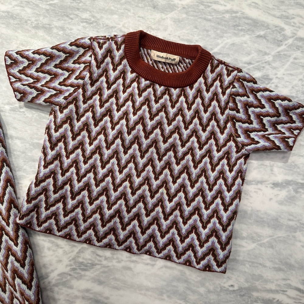 Misha & puff Zigzag Knit Top